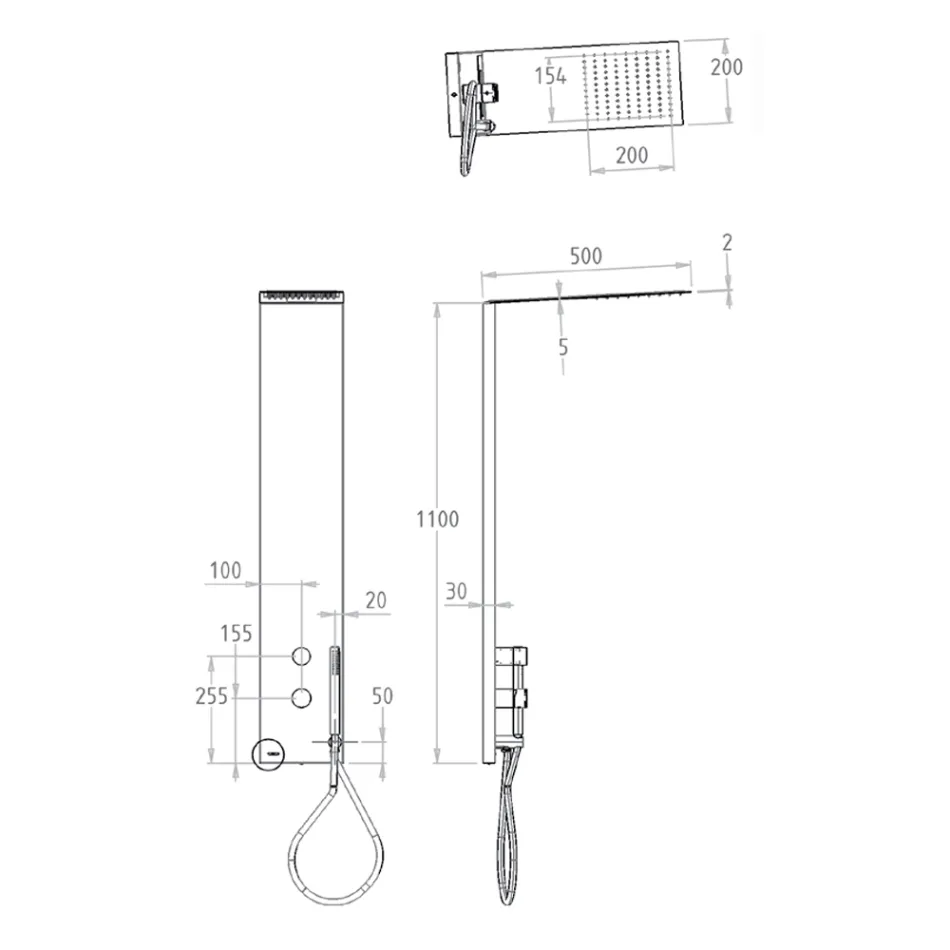 Duschsäule aus Stahl mit Regenduschkopf Made in Italy - Sailor Viadurini