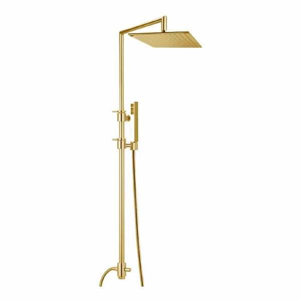 Messing-duschsäule mit quadratischem stahl-duschkopf made in italy - lipari