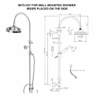 Messing-Duschsäule mit rundem Duschkopf und Handbrause Made in Italy - Brillo Viadurini