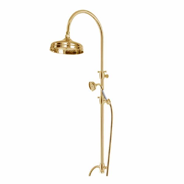 Messing-duschsäule mit rundem duschkopf und handbrause made in italy - brillo