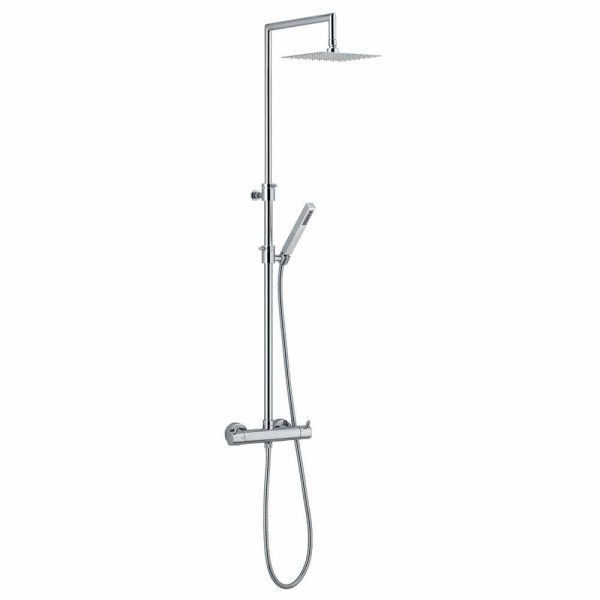 Duschsäule aus verchromtem messing mit flexiblem schlauch und handbrause made in italy - griso