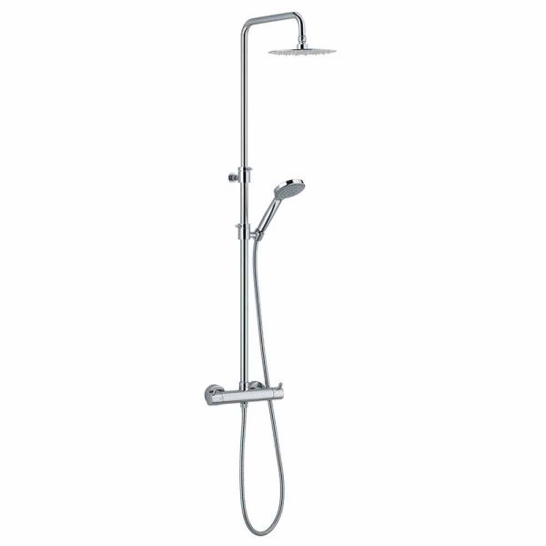 Duschsäule aus verchromtem messing mit rundem duschkopf made in italy - griso