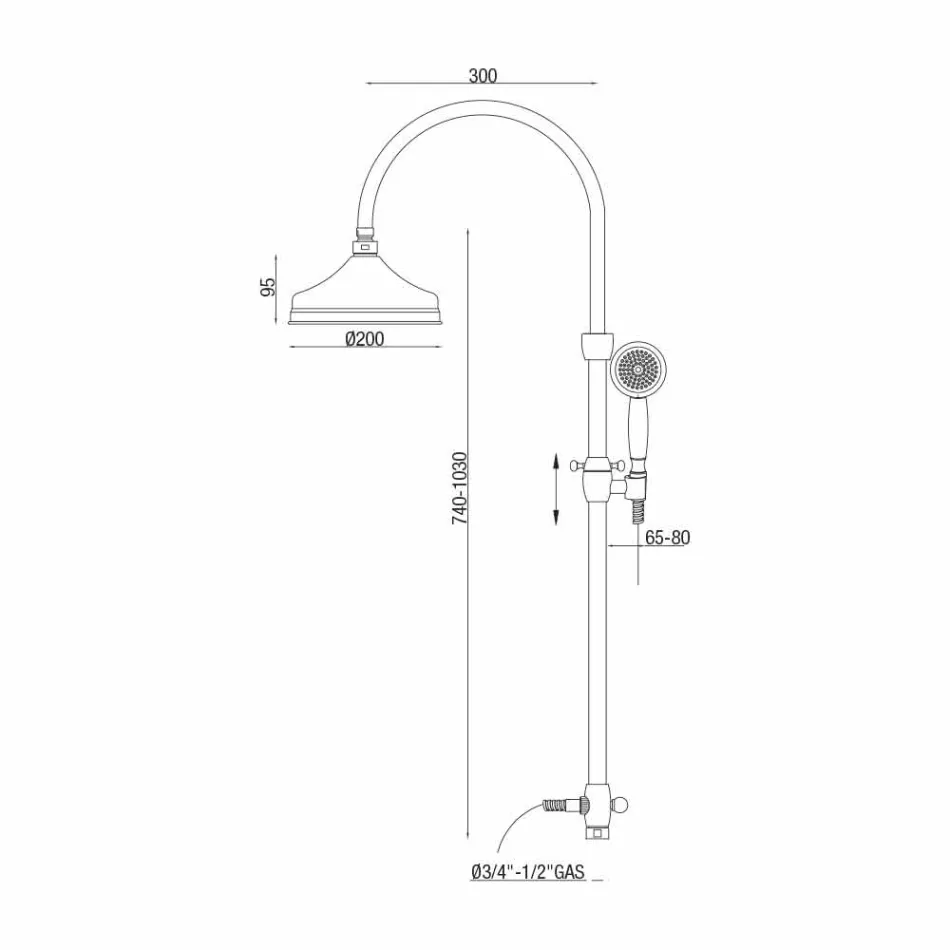 Teleskop-Duschsäule aus Messing Klassisches Design Made in Italy - Nesto Viadurini
