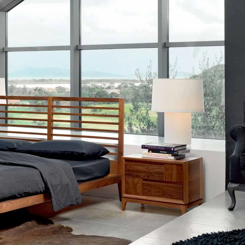 Dresser 2 Schubladen im modernen Design Nussbaum Massivholz, Nino Viadurini