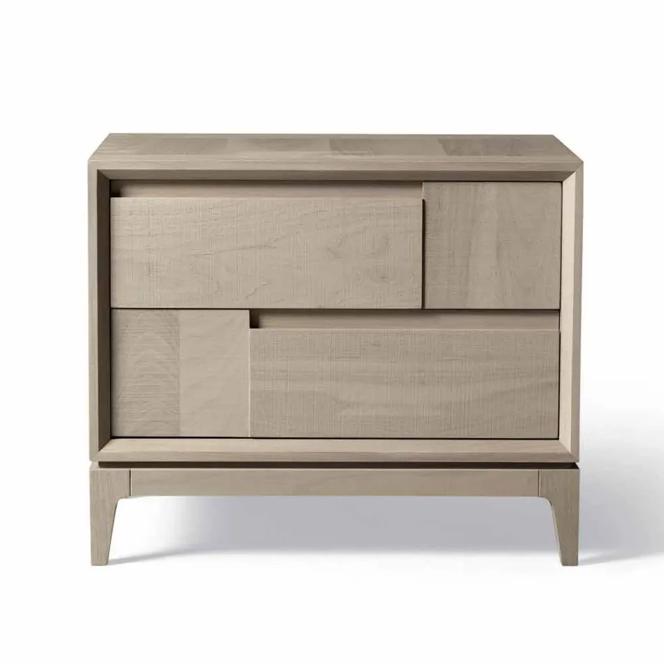 Dresser 2 Schubladen im modernen Design Nussbaum Massivholz, Nino Viadurini