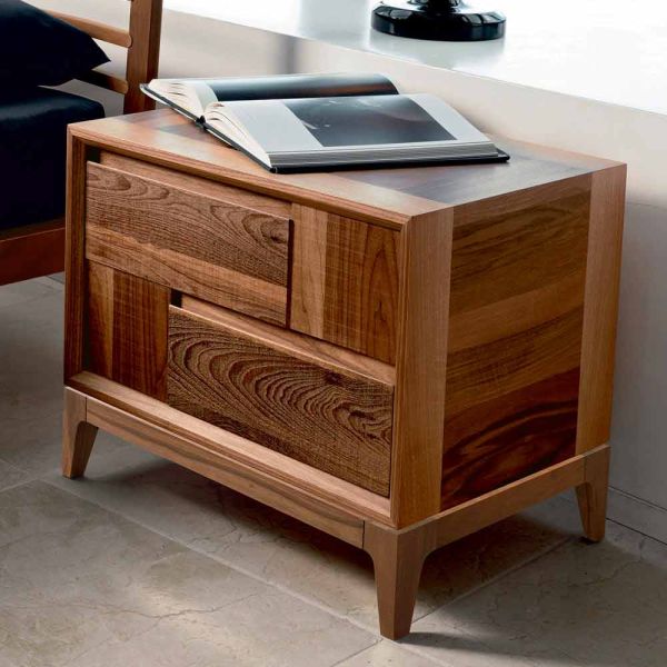 Kommode mit 2 schubladen, massives nussholz, modernes design, nino