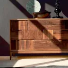 Dresser 3 Schubladen modernes Design aus massivem Nussbaum, Nino Viadurini