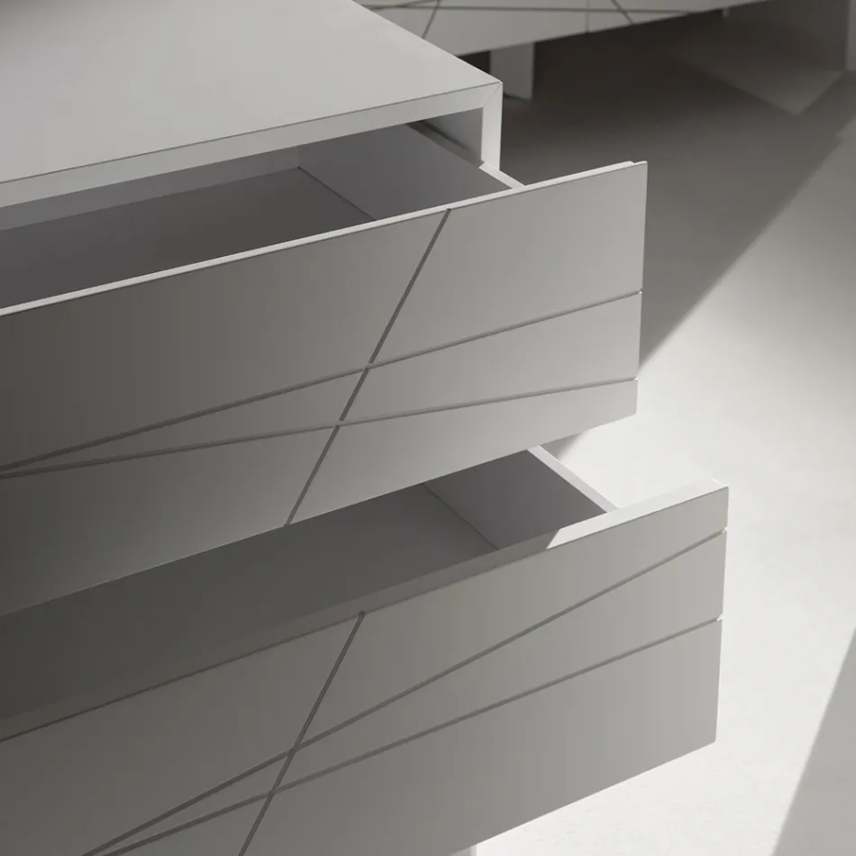 Kommode mit 3 Schubladen aus lackierter Spanplatte - Gemelli Viadurini