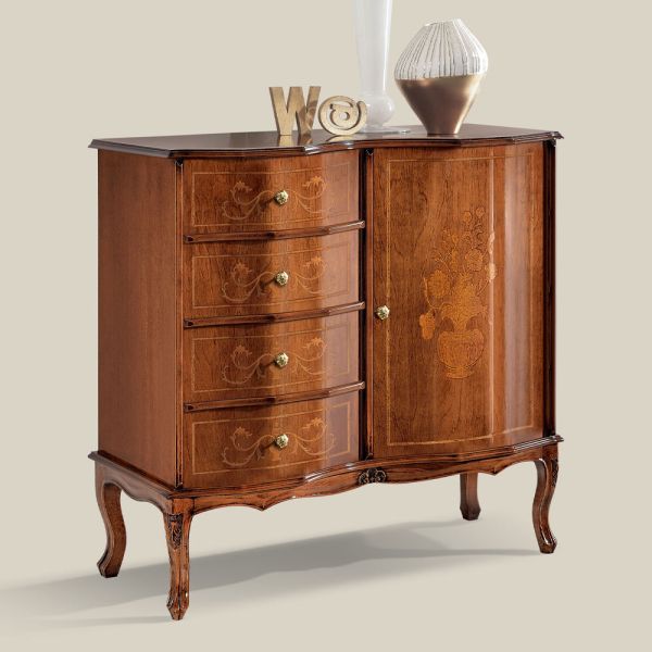Kommode im klassischen stil mit 1 tür und 4 schubladen made in italy - elegant
