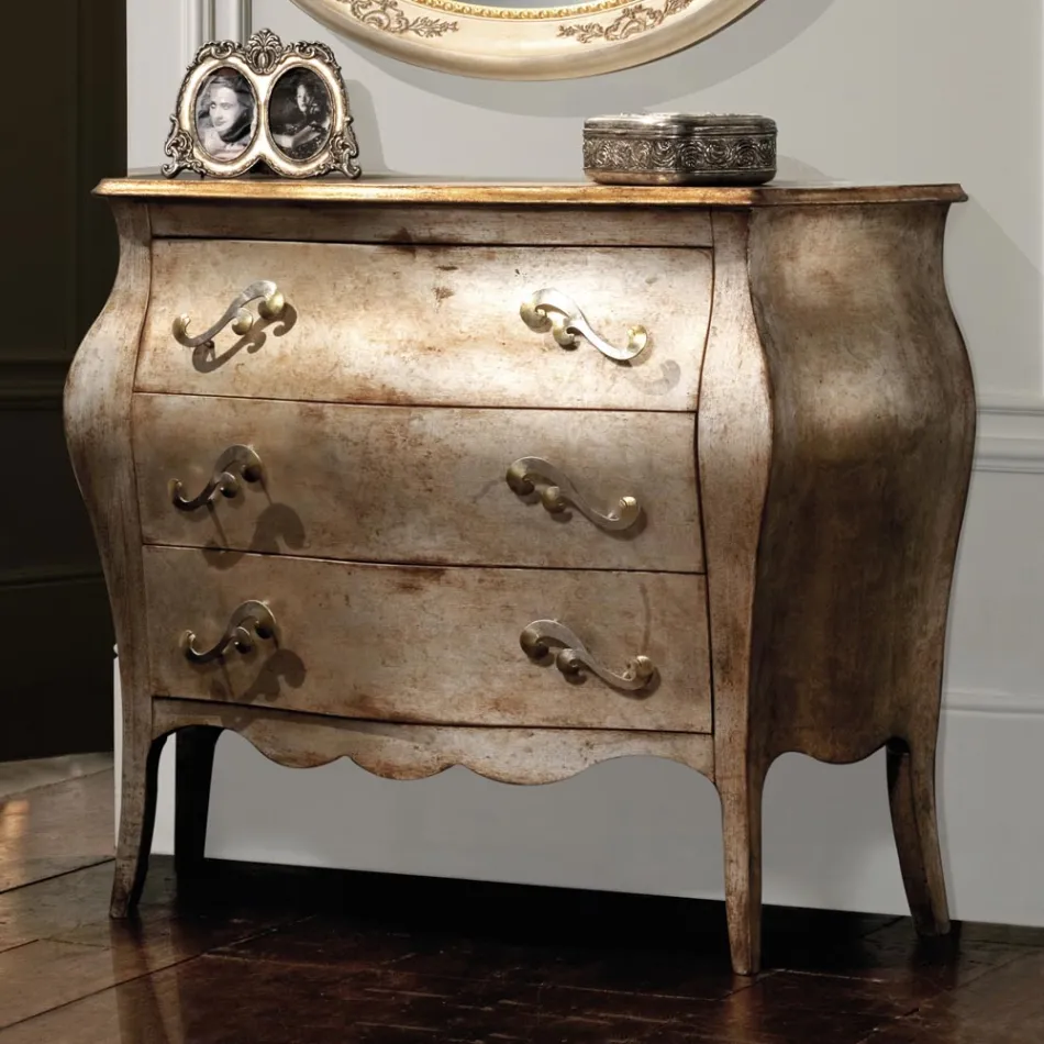 Kommode aus Lindenholzplatte mit 3 Schubladen, hergestellt in Italien – Bled Viadurini