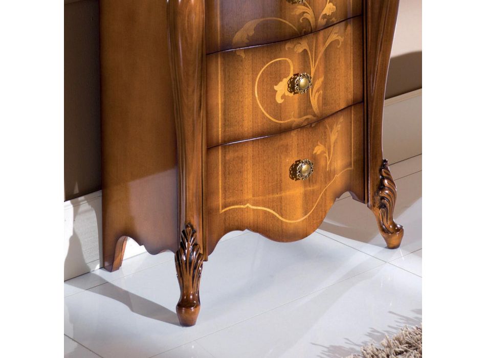 Klassischer Nachttisch aus eingelegtem Holz 4 Schubladen Made in Italy - Ottaviano Viadurini