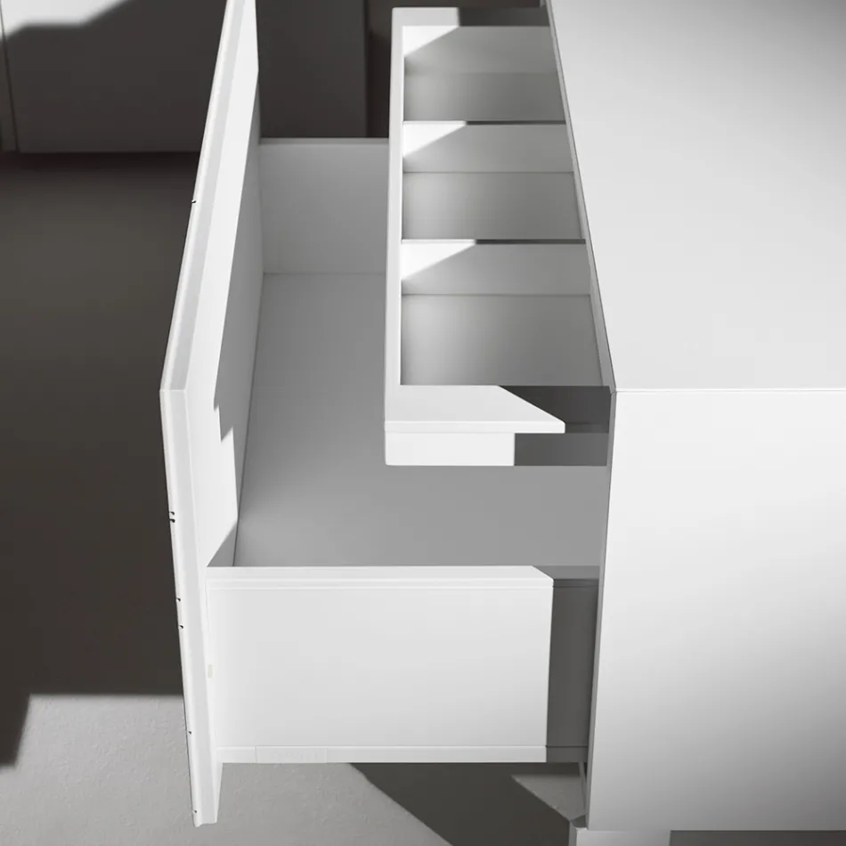 Nachttisch mit 1 Schublade aus lackierter Spanplatte - Leone Viadurini