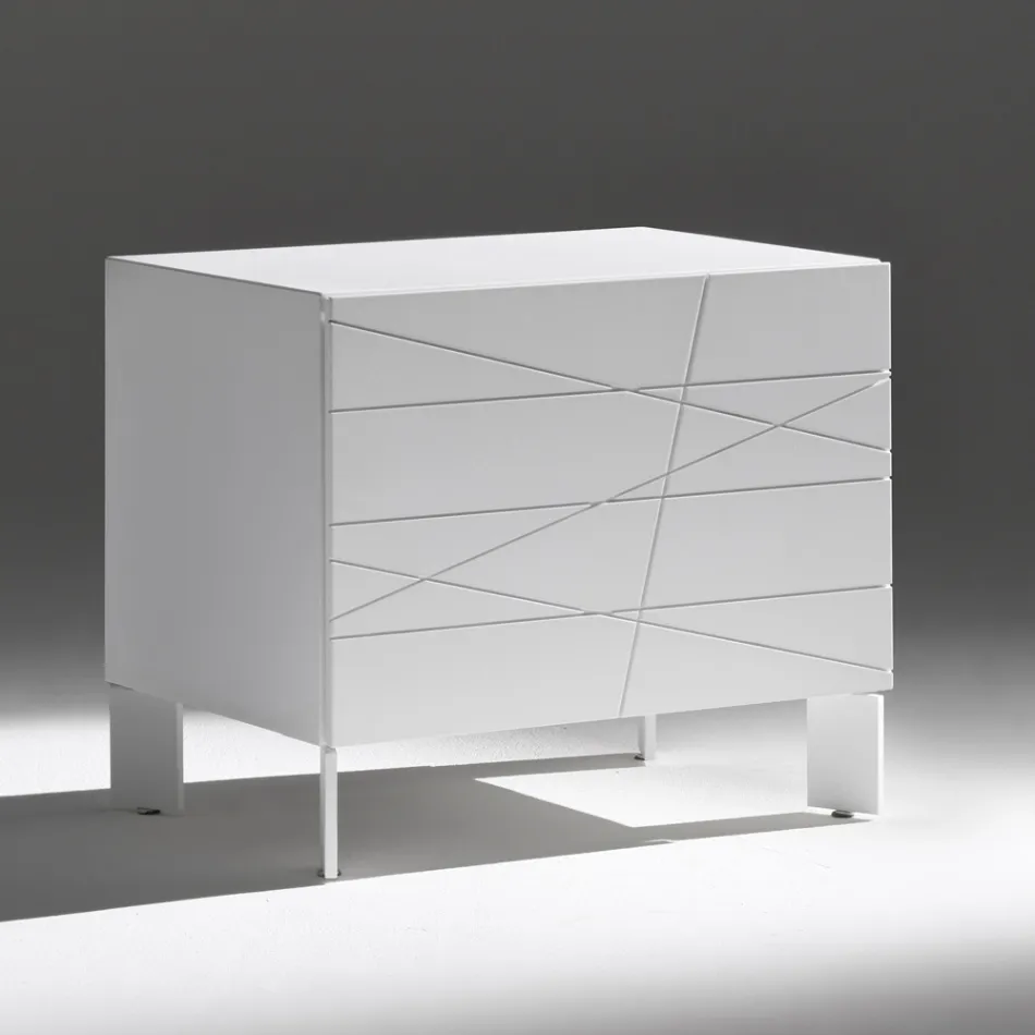 Nachttisch mit 1 Schublade aus lackierter Spanplatte - Leone Viadurini