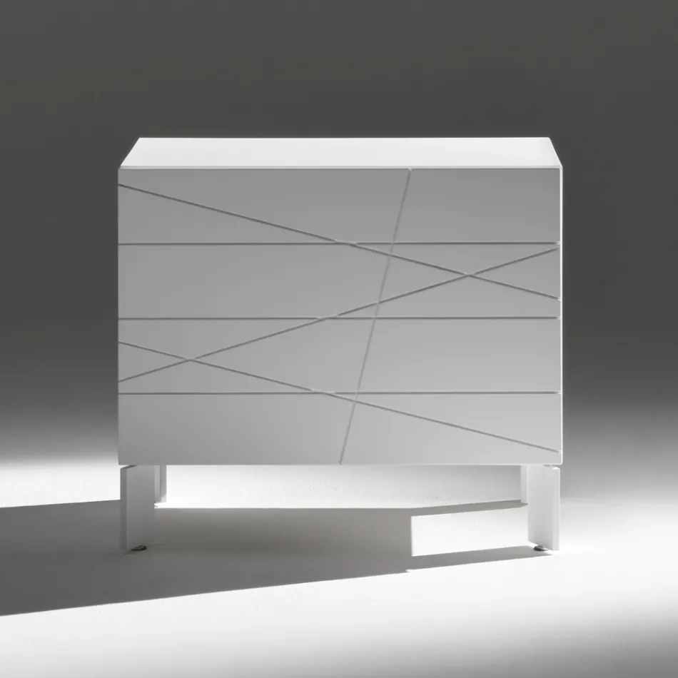 Nachttisch mit 1 Schublade aus lackierter Spanplatte - Leone Viadurini