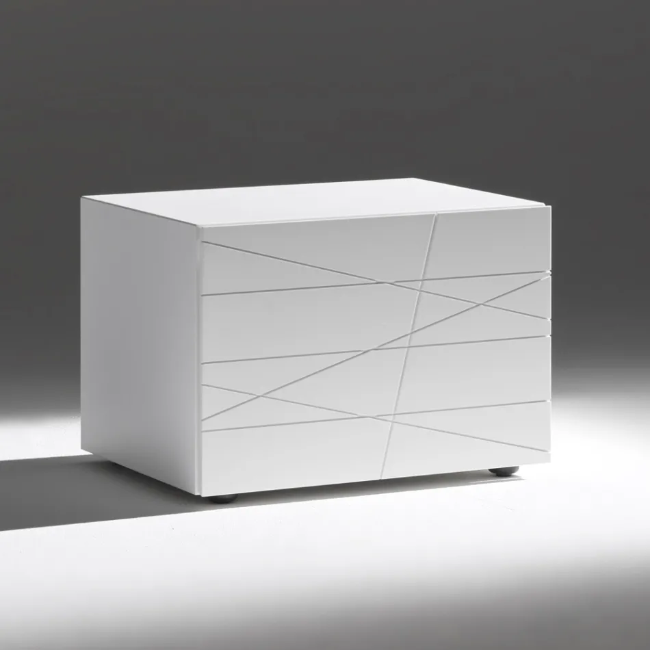 Nachttisch mit 1 Schublade aus lackierter Spanplatte - Leone Viadurini