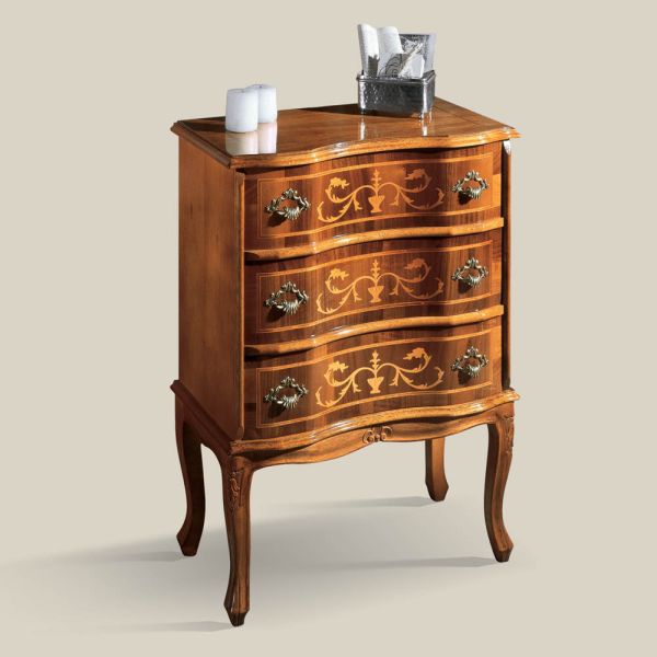 Nachttisch mit schubladen aus nussbaum oder weißem holz made in italy - elegant