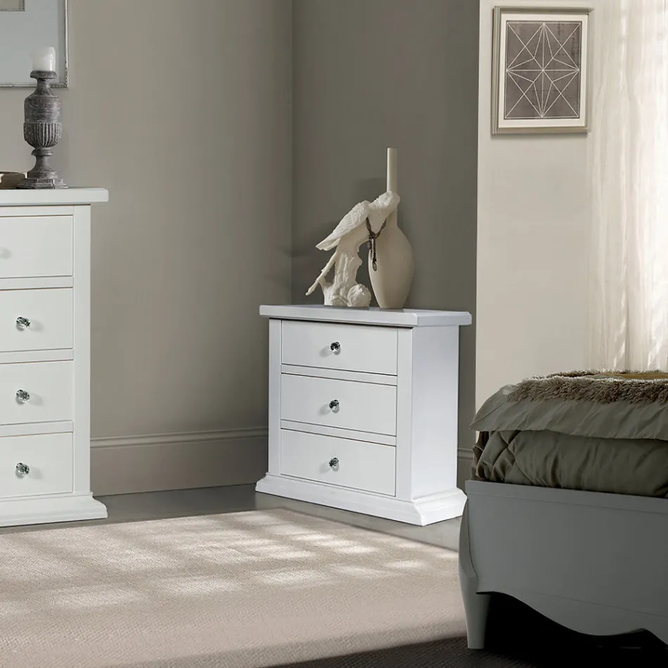 Nachttisch mit Struktur aus furnierten Holzpartikeln, hergestellt in Italien – Thor Viadurini