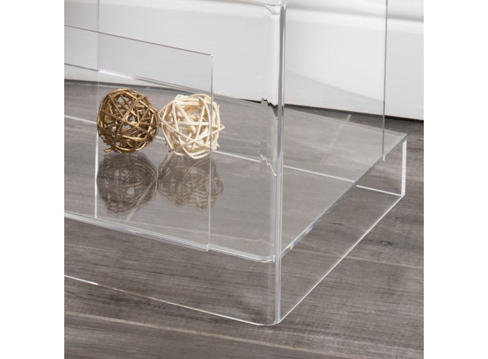 Moderner Nachttisch aus transparentem Acryl-Kristall-Design mit Ablage - Icaria Viadurini