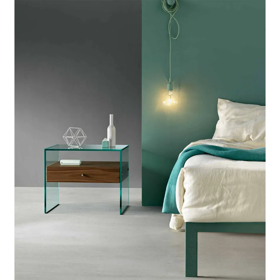 Nachttisch in modernem Design aus extra klarem Glas Made in Italy - Secret Viadurini