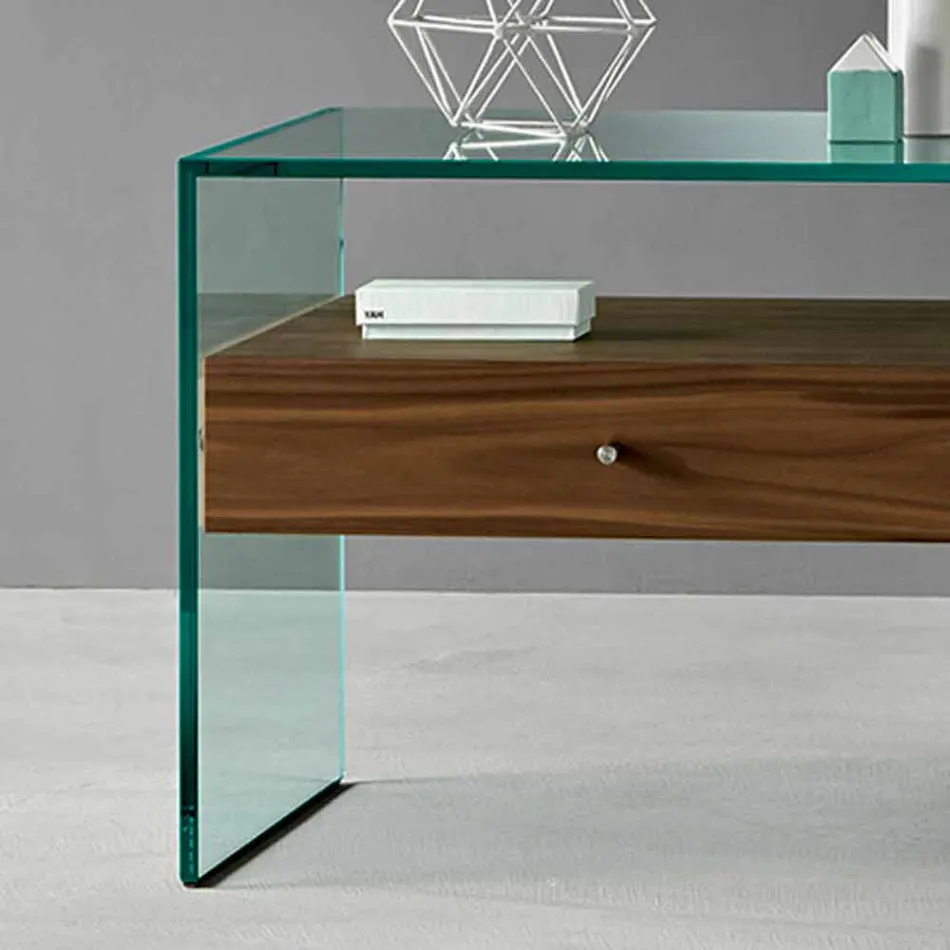 Nachttisch in modernem Design aus extra klarem Glas Made in Italy - Secret Viadurini