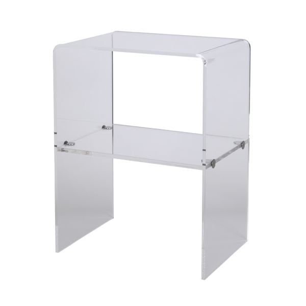 Nachttisch aus transparentem acrylkristall mit designregal - minervo
