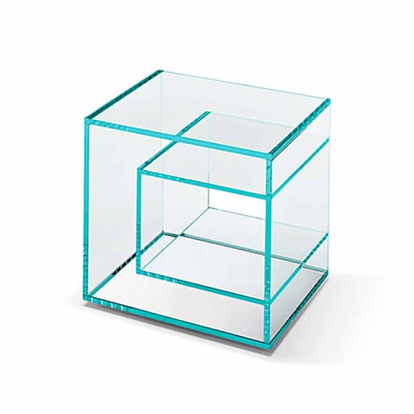 Nachttisch aus extra klarem glas 2 dimensionen made in italy - linzy