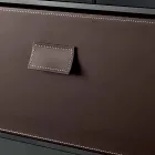 Nachttisch aus Rauchglas mit Lederschublade 2 Dimensionen - Linzy Viadurini