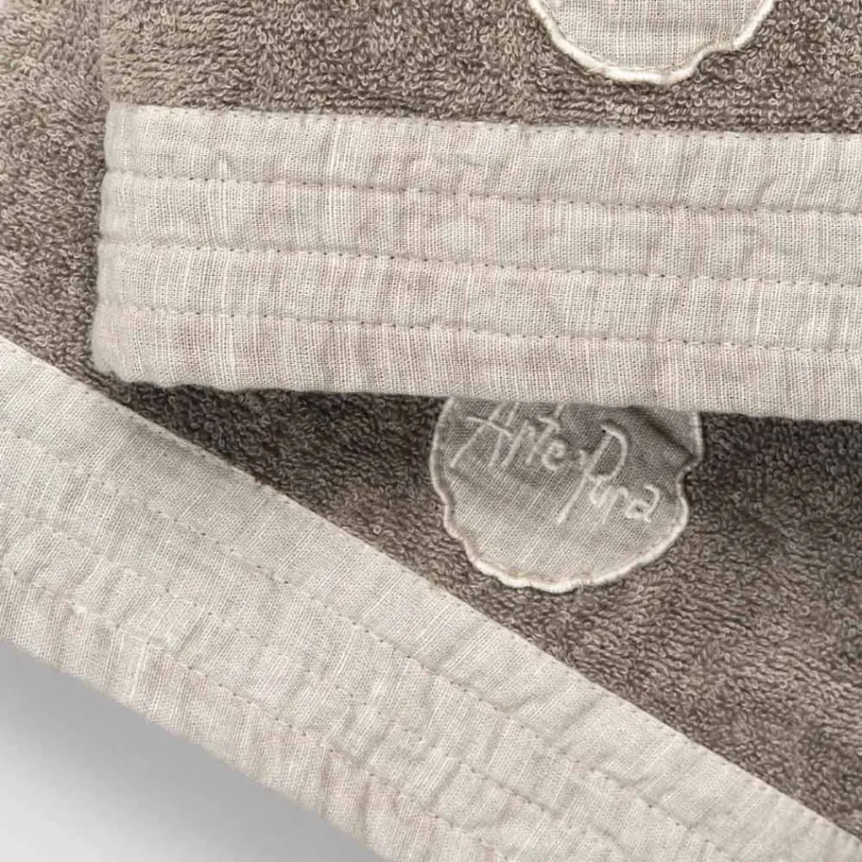 Komplettes Set aus Gesichtshandtuch und Gästehandtuch aus Frottee-Leinen-Mischung – Kelim Viadurini