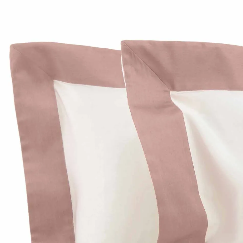 Satin Sheet Set für Doppelbett mit farbigen Kanten - Hyazinthe Viadurini