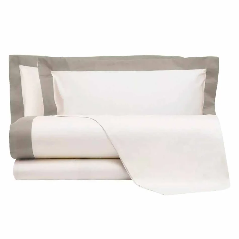 Satin Sheet Set für Doppelbett mit farbigen Kanten - Hyazinthe Viadurini