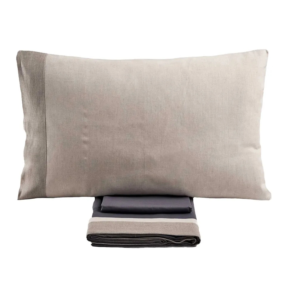 Doppelbettset aus 90 % Baumwolle und 10 % Leinen, hergestellt in Italien – Nestle Viadurini