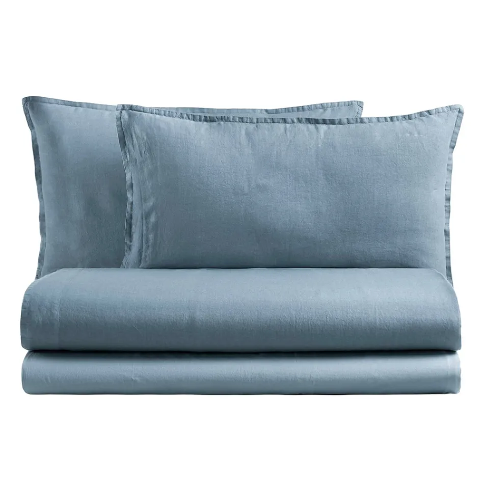 Komplettes Doppelbett aus reiner, im Stück gefärbter und schattierter Baumwolle - Delicacy Viadurini