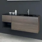 Zusammensetzung 2 Hängende Badezimmermöbel aus Mdf Platin lackiert 120 cm - Renga Viadurini