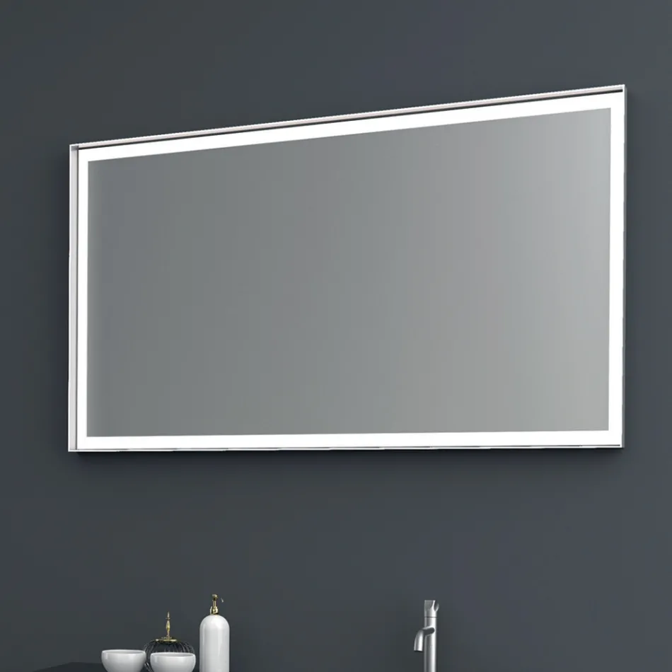 Zusammensetzung 2 Hängende Badezimmermöbel aus Mdf Platin lackiert 120 cm - Renga Viadurini