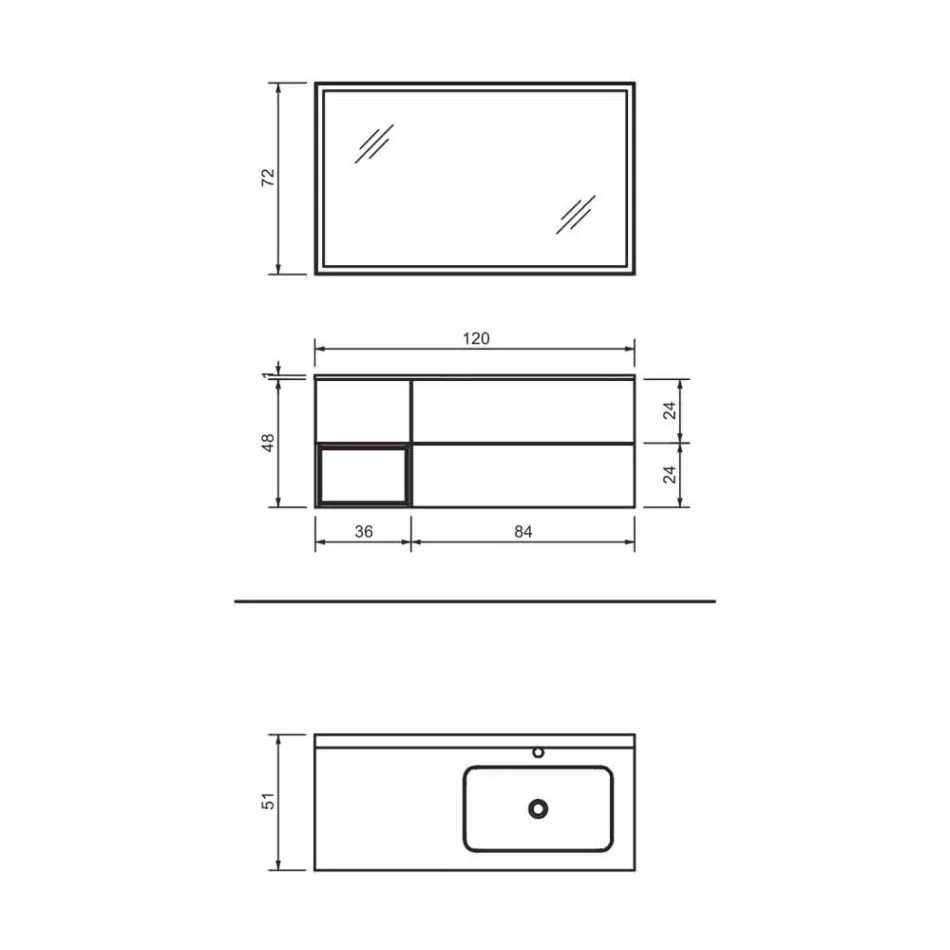 Zusammensetzung 2 Hängende Badezimmermöbel in Platin lackiertem Mdf, Luxus - Renga Viadurini