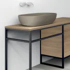Zusammensetzung 3 Badezimmermöbel aus Metall und Ecolegno Luxury Oak - Cizco Viadurini