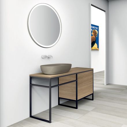 Zusammensetzung 3 Badezimmermöbel aus Metall und Ecolegno Luxury Oak - Cizco Viadurini
