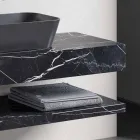 Zusammensetzung 3 Badezimmermöbel in Gres und Waschbecken in Vetrochina 3 Farben - Ramentina Viadurini