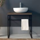 Zusammensetzung 3 Badezimmermöbel aus Metall, Holz und Keramik Made in Italy - Cizco Viadurini