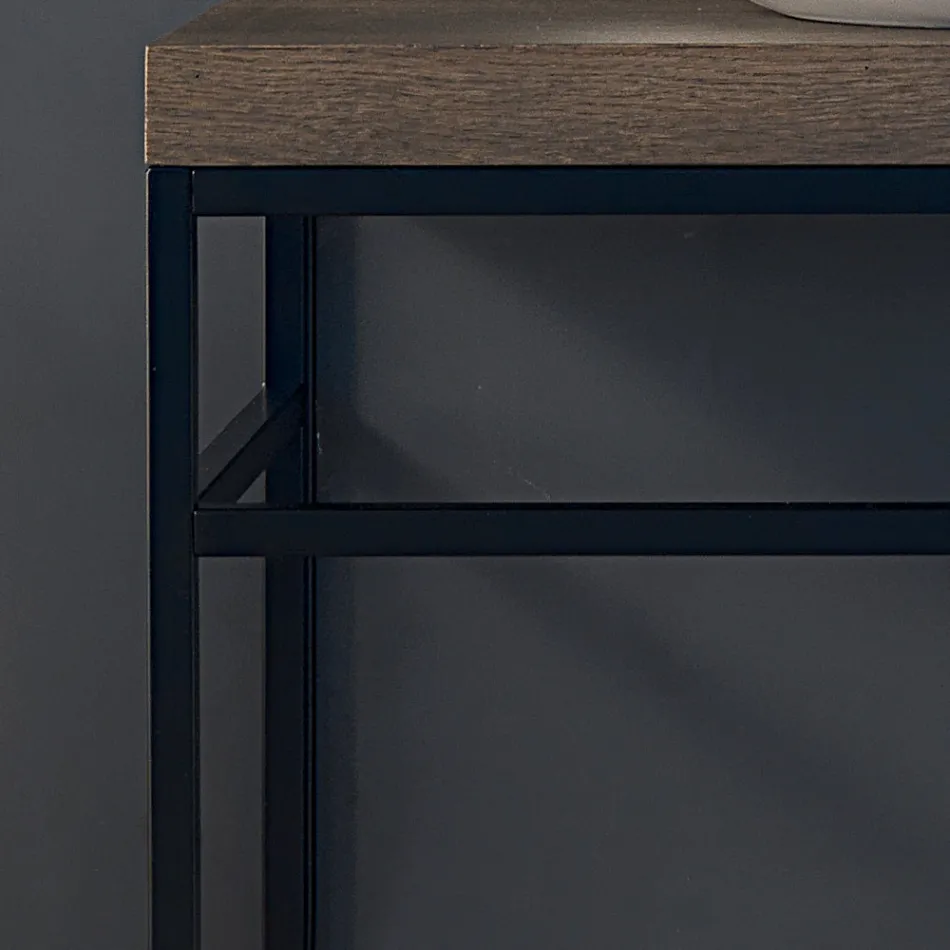 Zusammensetzung 3 Badezimmermöbel aus Metall, Holz und Keramik Made in Italy - Cizco Viadurini