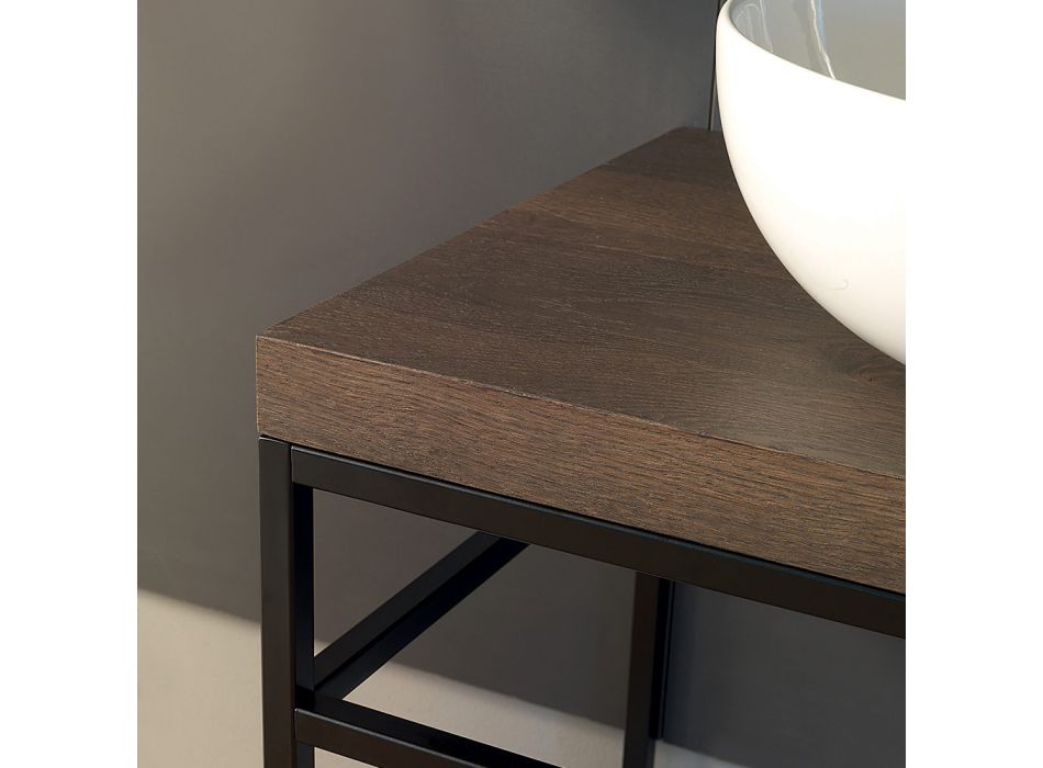 Zusammensetzung 3 Badezimmermöbel aus Metall, Holz und Keramik Made in Italy - Cizco Viadurini