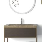 Zusammensetzung 5 freistehende Badezimmermöbel aus Metall, Ecolegno und Luxussteinzeug - Cizco Viadurini