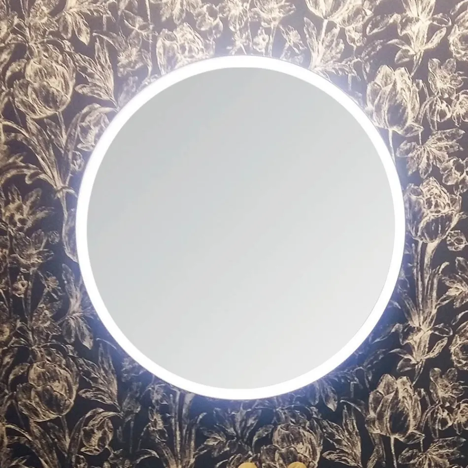 Zusammensetzung 5 Hängende Badezimmermöbel aus Holz und Kristall Made in Italy - Renga Viadurini