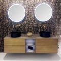 Zusammensetzung 5 Hängende Badezimmermöbel aus Holz und Kristall Made in Italy - Renga