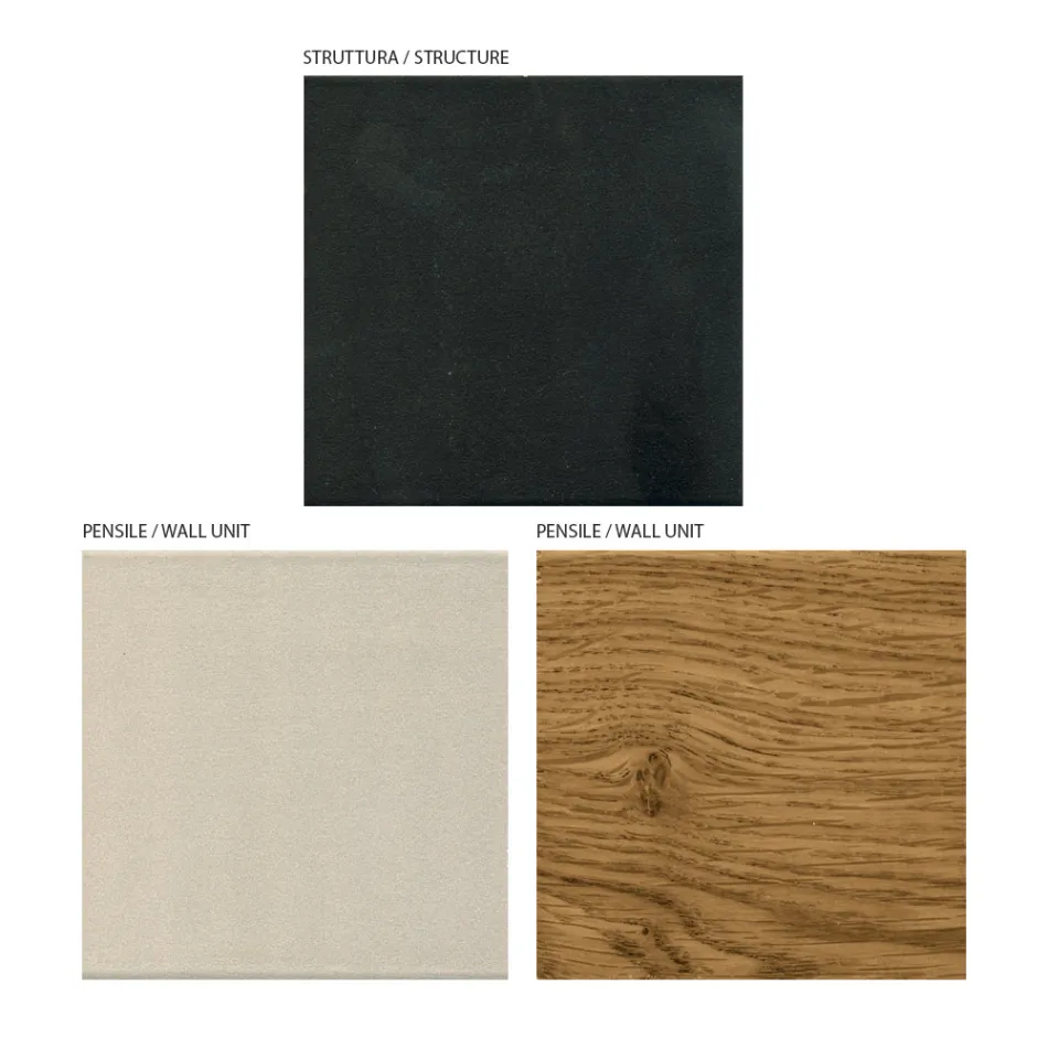 Wandkomposition aus MDF und eichenbeschichteter Tischlerplatte, hergestellt in Italien – Marit Viadurini