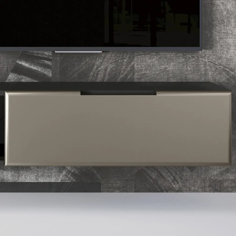 Moderne Wohnzimmerwandkomposition aus MDF, hergestellt in Italien – Linn Viadurini