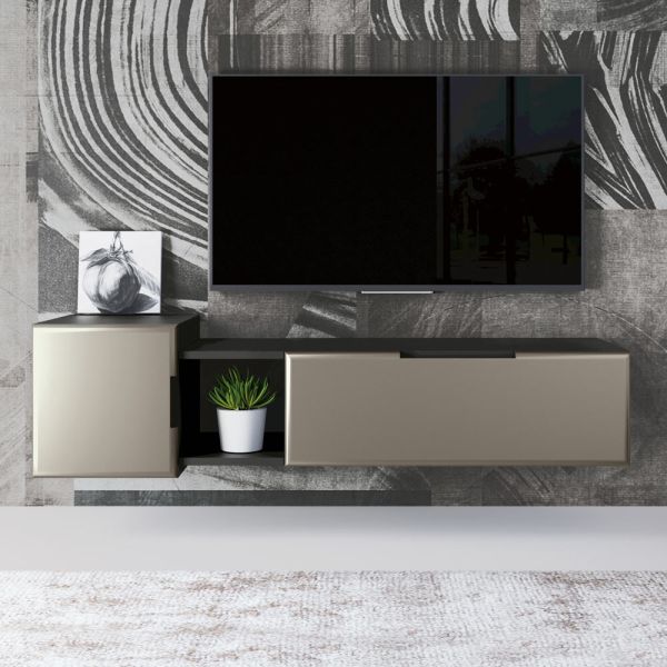 Moderne wohnzimmerwandkomposition aus mdf, hergestellt in italien – linn