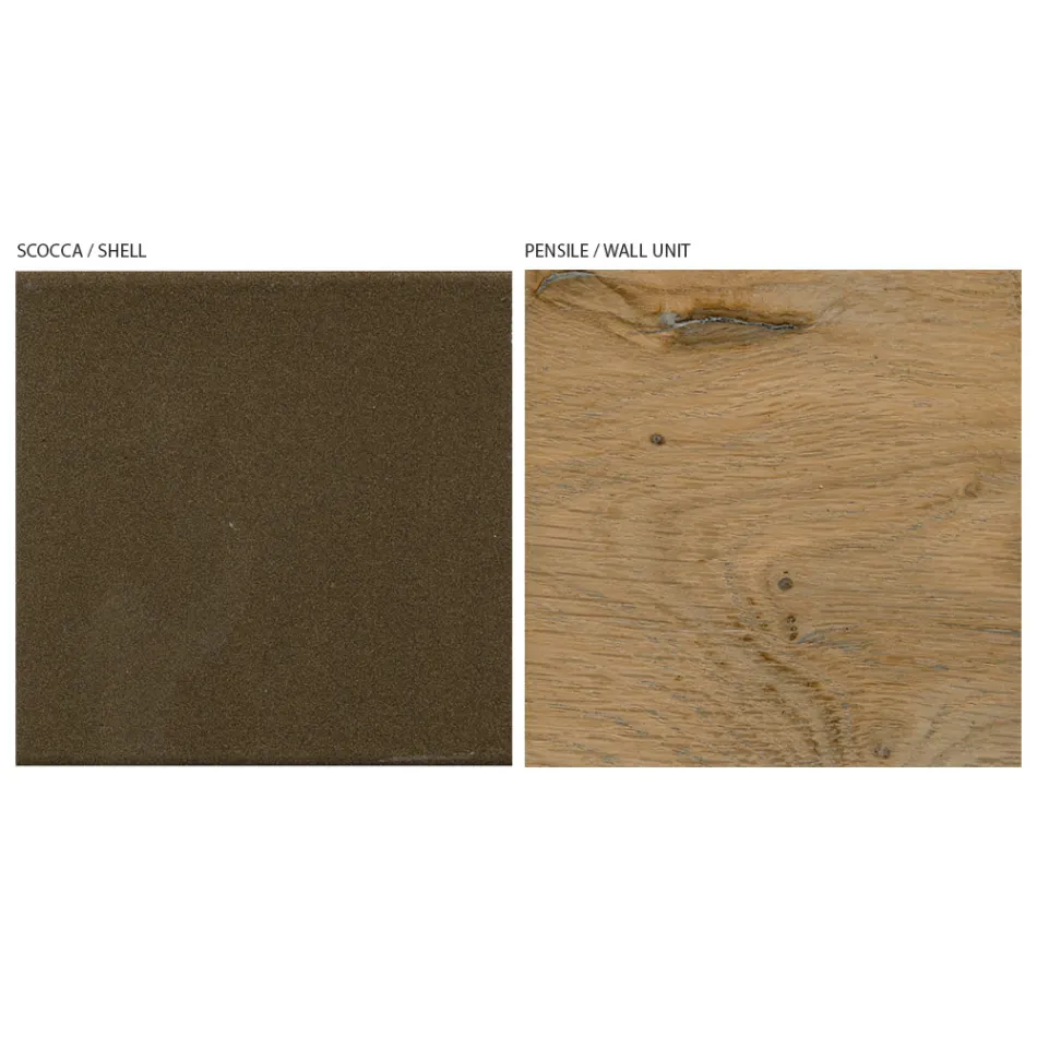 Moderne Wandkomposition in nordischer geknoteter Eiche und Eisenausführung – Iselin Viadurini