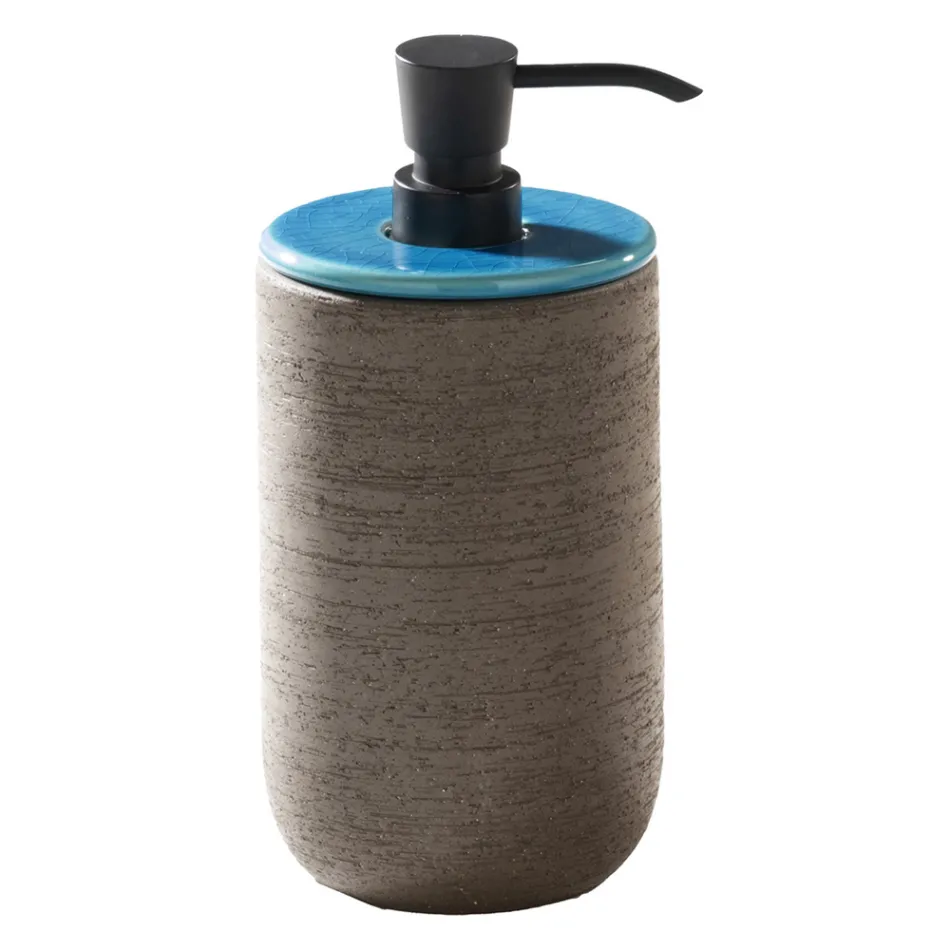 Zusammensetzung von Badezimmermöbeln einschließlich Zubehör mit blauen Details - Carolie Viadurini