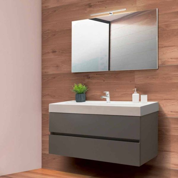 Badezimmerschrank 120 cm, spiegel und waschbecken - becky